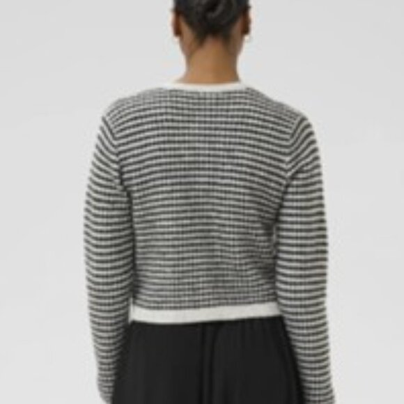 NWT Kaffe Women’s black  & White Striped Cardigan Sweater – Size Medium - Picture 10 of 12